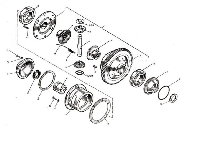 Схема шестерен кпп т 25